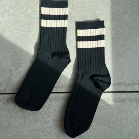 Her Socks Varsity - Black