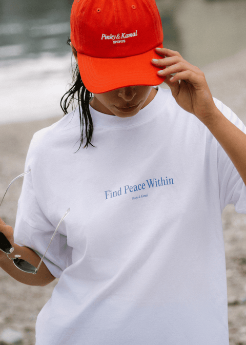 Find Peace Within T-Shirt- White/Blue: S